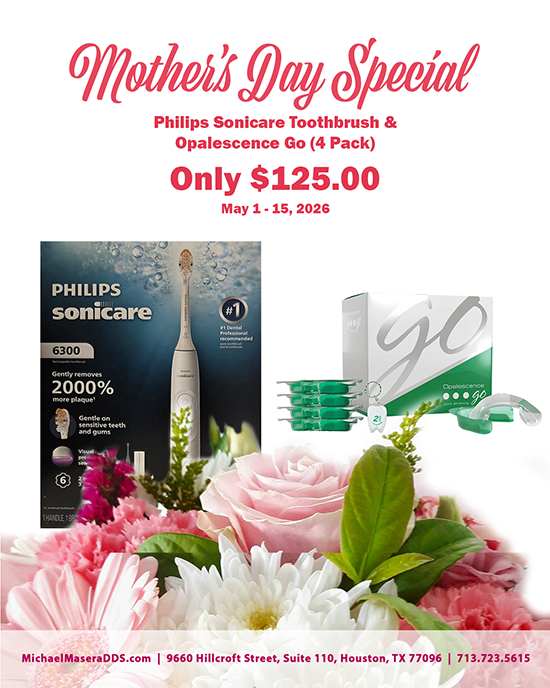 Opalescence Whitening Special, Sonicare Toothbrush Special, Michael Masera DDS, Houston Texas.
